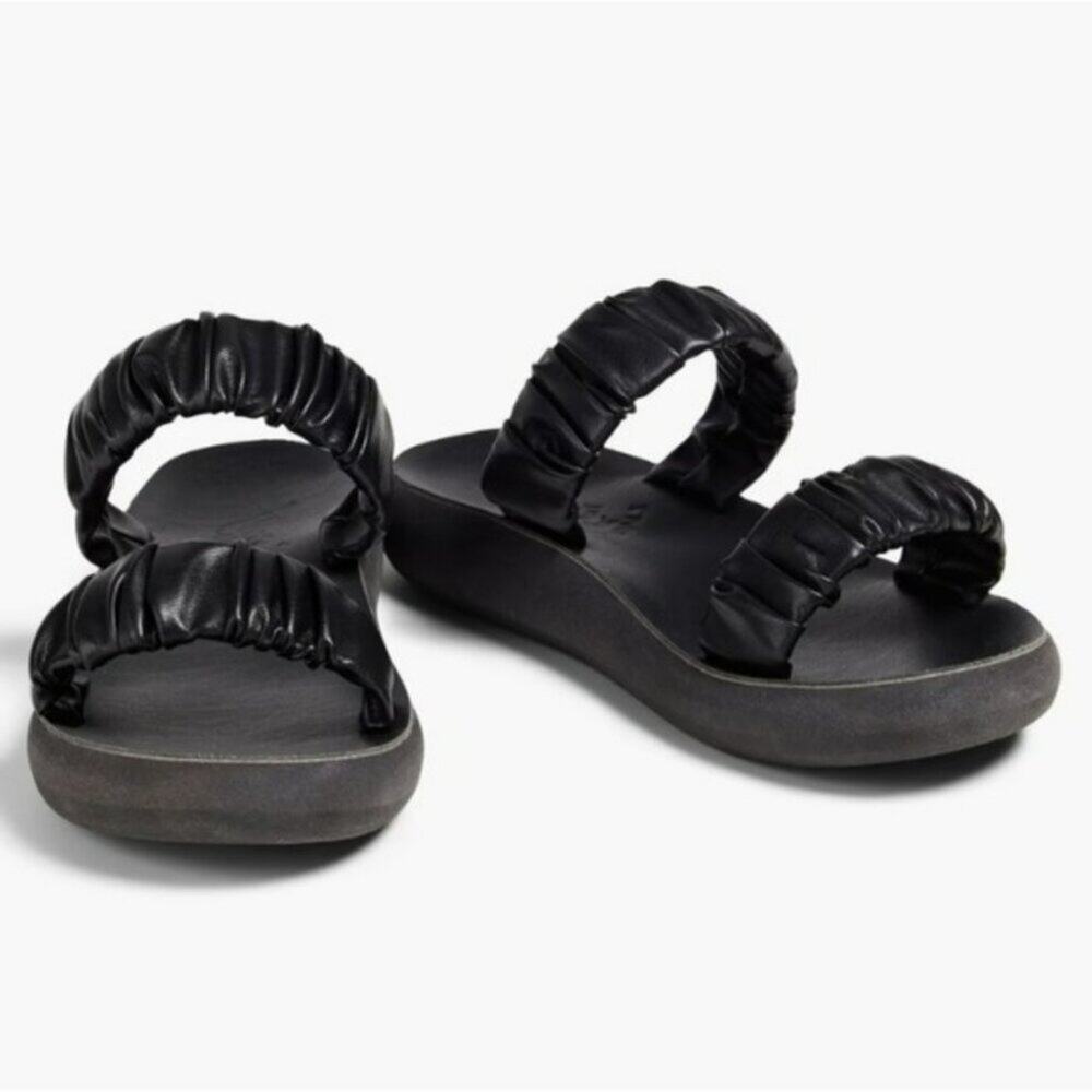Ancient Greek Sandals Melia Scrunchie Leather Slides Size 10 Designer Minimalist